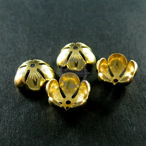 12mm Vintage Raw Brass Flower Beads Cap DIY Beading Jewelry Supplies