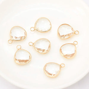 Assorted Heart Faceted Crystal Glass Charm Pendants Connectors Earrings
