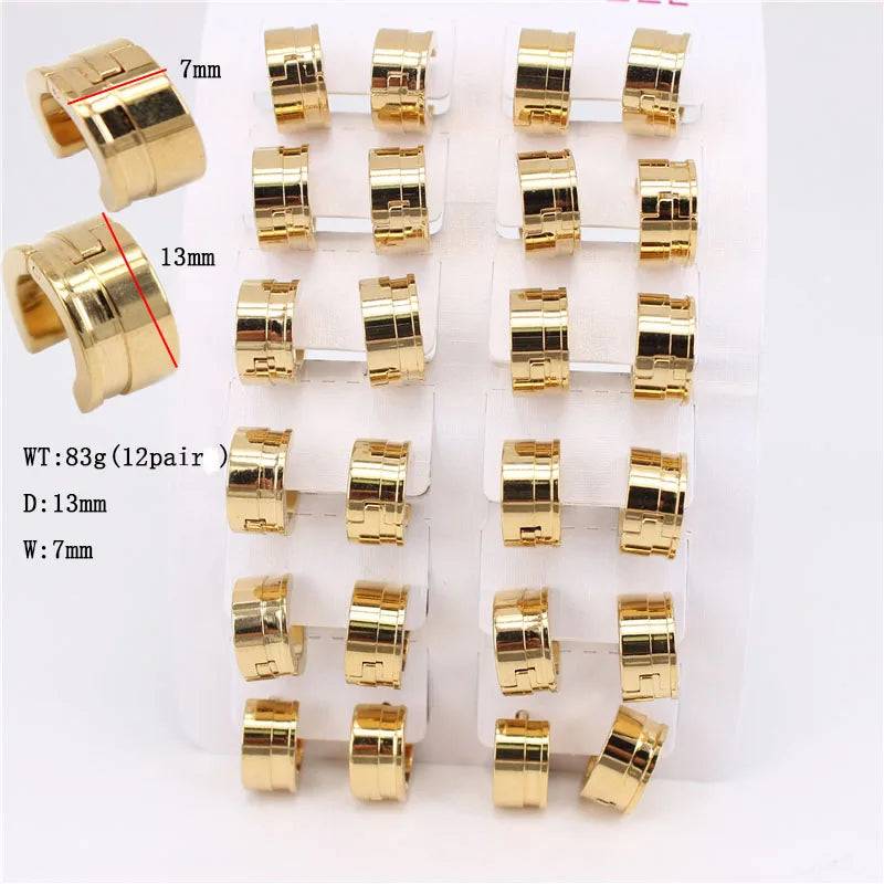 Snap Type Earrings Set - 12 Pairs Stainless Steel LH1126
