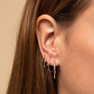 12 Pairs 304 Stainless Steel Hoop Earrings Huggie Hoops 12 Gauge Golden 15-70mm
