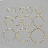 12 Pairs 304 Stainless Steel Hoop Earrings Huggie Hoops 12 Gauge Golden 15-70mm