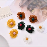 12pairs Fresh Wool Flowers Earrings for Women