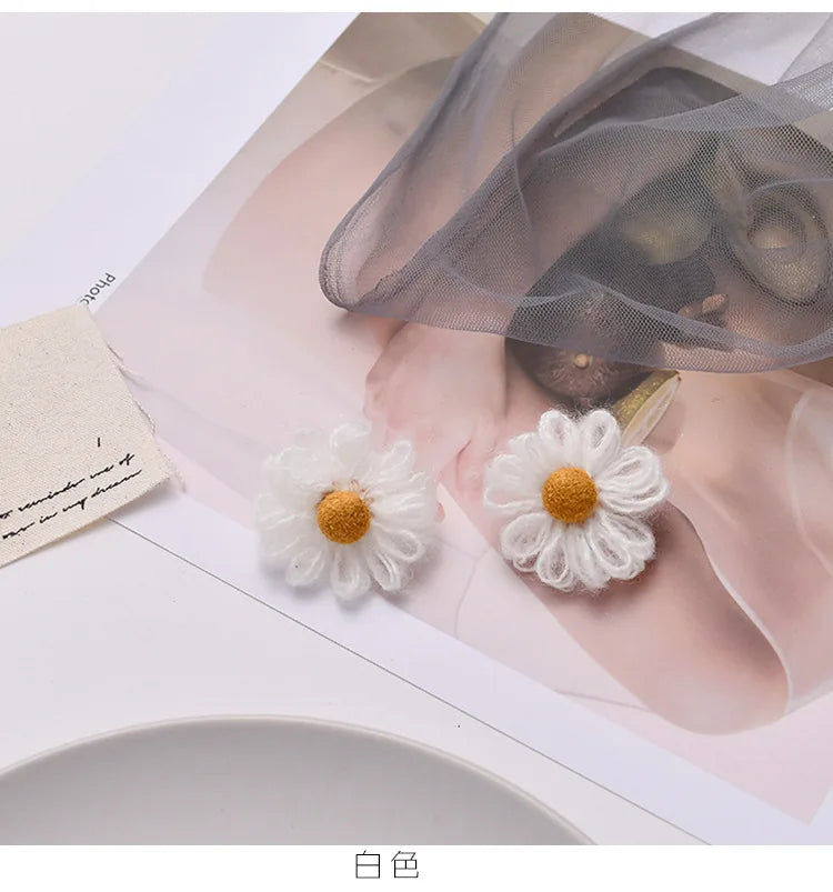 12pairs Fresh Wool Flowers Earrings for Women