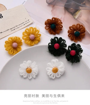 12pairs Fresh Wool Flowers Earrings for Women