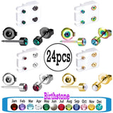 Birthstone Stud Earring Set Crystal CZ Top Daith Ear Studs Jewelry
