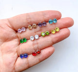 12pairs Stainless Steel Stud Earrings Set Birthstone Zirconia Gem Jewelry
