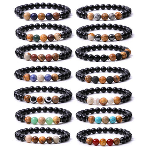 8mm Drawing Stone Beads Evil Eye Bracelet Lucky Jewelry