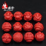 12pc Chinese Natural Red Cinnabar Zodiac Beads DIY Bangle Charm Jewellery