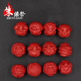 12pc Chinese Natural Red Cinnabar Zodiac Beads DIY Bangle Charm Jewellery