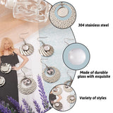 12pc DIY Earring Making Kit Stainless Steel Hooks Glass Cabochongs