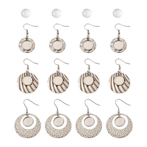 12pc DIY Earring Making Kit Stainless Steel Hooks Glass Cabochongs