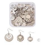 12pc DIY Earring Making Kit Stainless Steel Hooks Glass Cabochongs