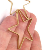 12pc Raw Brass Big Star Metal Beads 42x1.2x0.9mm