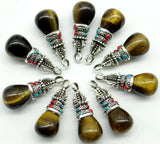 12pc Natural Stone Quartz Crystal Opal Tiger Eye Pillar Chakra Pendants