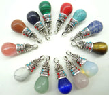 12pc Natural Stone Quartz Crystal Opal Tiger Eye Pillar Chakra Pendants