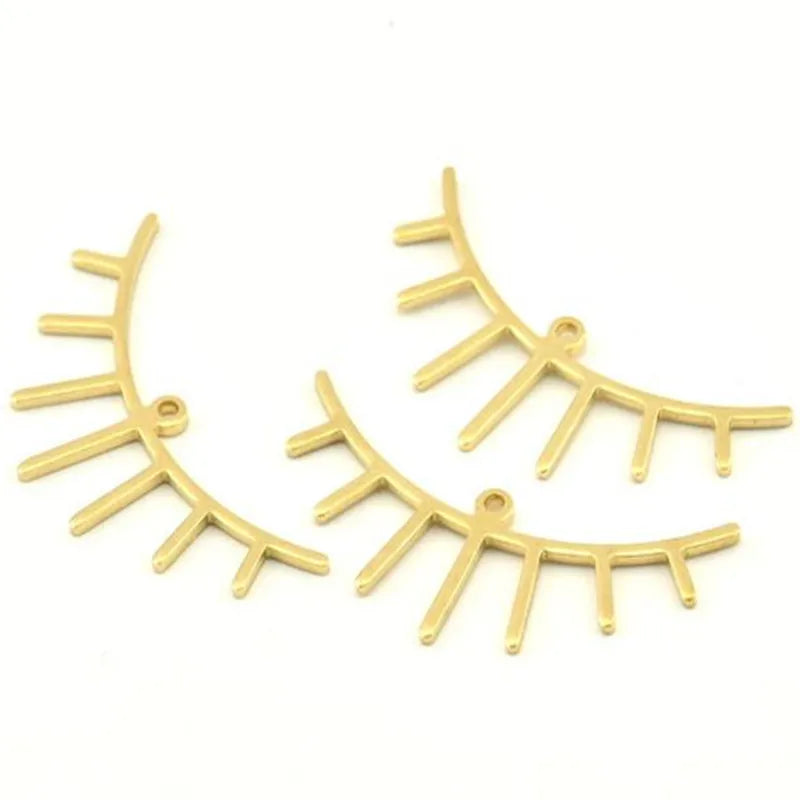 12pc Raw Brass Eyelash Charm 36x14x1mm D1252