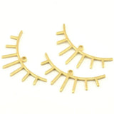 12pc Raw Brass Eyelash Charm 36x14x1mm D1252