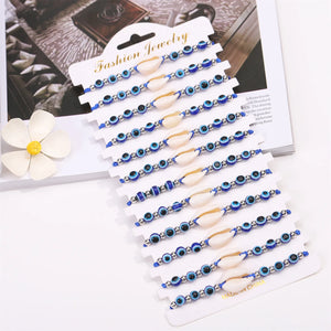 12pc/set Evil Eye Beads Shell Charms Bracelets for Men Women