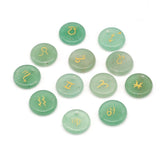 Green Aventurine Beads Reiki Heal Engraved Symbols Round Divination Rune Bead