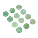 Green Aventurine Beads Reiki Heal Engraved Symbols Round Divination Rune Bead