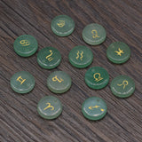 Green Aventurine Beads Reiki Heal Engraved Symbols Round Divination Rune Bead