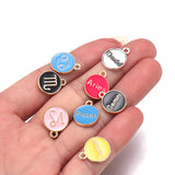 12pcs Double Face Enamel Constellation Charms for DIY Bracelet