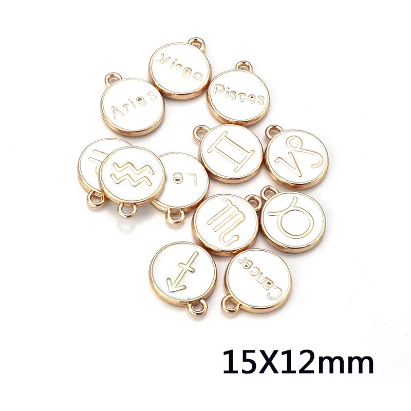 12pcs Double Face Enamel Constellation Charms for DIY Bracelet