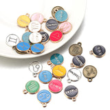 12pcs Double Face Enamel Constellation Charms for DIY Bracelet