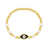 12pcs Pearl Charms Evil Eye Beads Bracelet