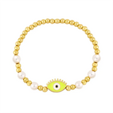 12pcs Pearl Charms Evil Eye Beads Bracelet