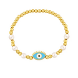 12pcs Pearl Charms Evil Eye Beads Bracelet