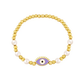 12pcs Pearl Charms Evil Eye Beads Bracelet