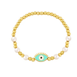 12pcs Pearl Charms Evil Eye Beads Bracelet