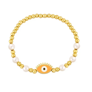 12pcs Pearl Charms Evil Eye Beads Bracelet