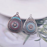 12pcs Antique Silver Enamel Water Drop Charm Earring Component
