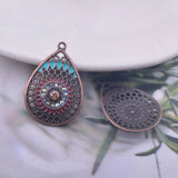 12pcs Antique Silver Enamel Water Drop Charm Earring Component
