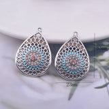 12pcs Antique Silver Enamel Water Drop Charm Earring Component