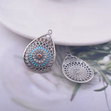 12pcs Antique Silver Enamel Water Drop Charm Earring Component