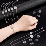 12pcs Stainless Steel Bracelets with Glass Cabochons Tray Blank 5-6inches