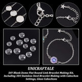12pcs Stainless Steel Bracelets with Glass Cabochons Tray Blank 5-6inches