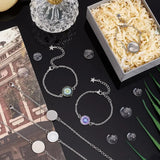 12pcs Stainless Steel Bracelets with Glass Cabochons Tray Blank 5-6inches