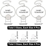 12pcs Stainless Steel Bracelets with Glass Cabochons Tray Blank 5-6inches