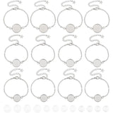 12pcs Stainless Steel Bracelets with Glass Cabochons Tray Blank 5-6inches