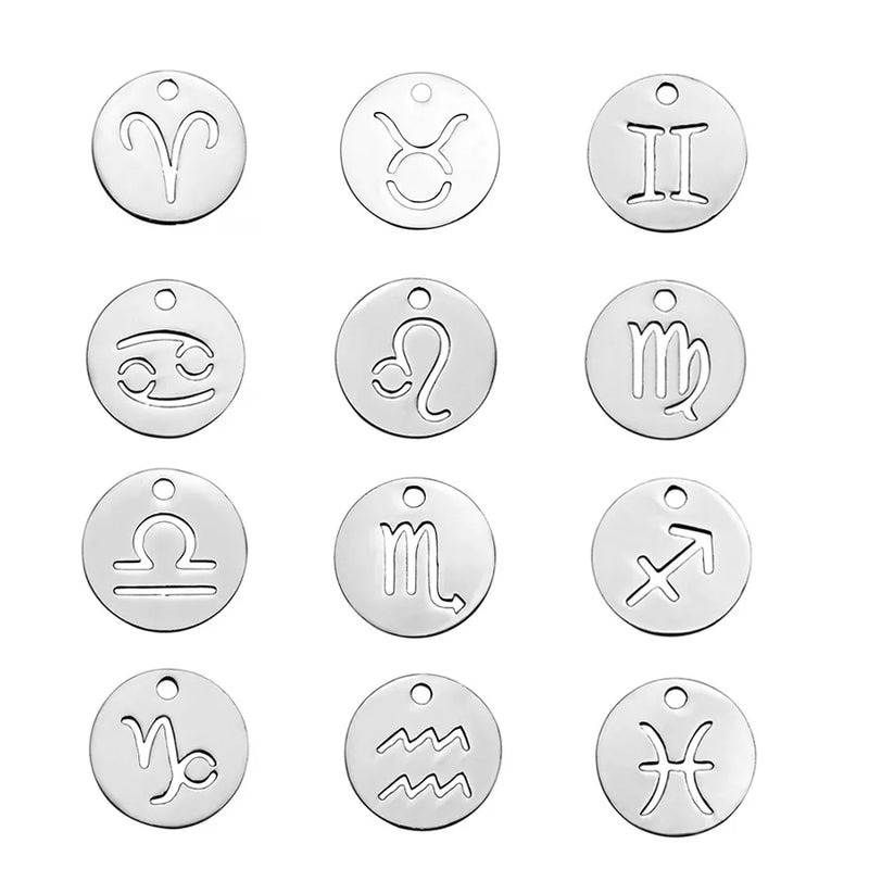 12pcs Zodiac Sign Charms for DIY Jewelry Making