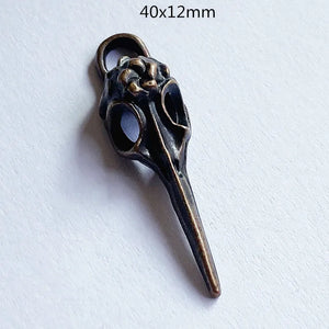 12pcs 3D Bird Skull Metal Charms Pendants Antique Copper Tone DIY Necklace Jewel