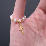 Stainless Steel Catholic Rosary Bracelet Religious Jesus Cross Holiday Gift