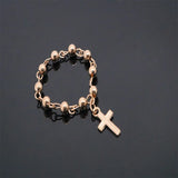 Stainless Steel Catholic Rosary Bracelet Religious Jesus Cross Holiday Gift