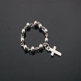 Stainless Steel Catholic Rosary Bracelet Religious Jesus Cross Holiday Gift