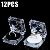 12pcs Acrylic Crystal Ring Boxes Storage Display Box Clear Package Box