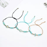 12pcs Adjustable Bracelets Natural Stone Evil Eye Beads Owl Charm Bracelet